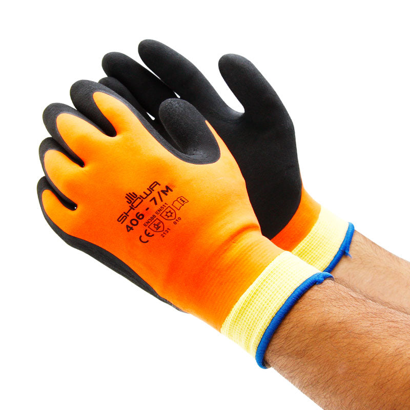 Showa Atlas 406 Insulated Foam Latex Orange Gloves