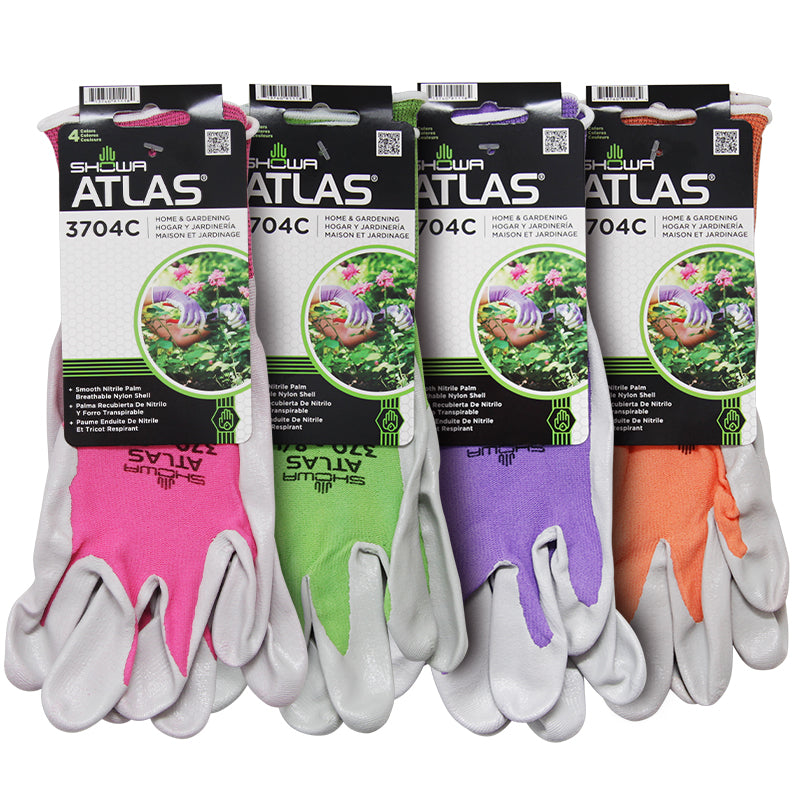 showa atlas 370 gardening gloves Showa Atlas 370 Garden Gloves 4 Pk Assorted Colors