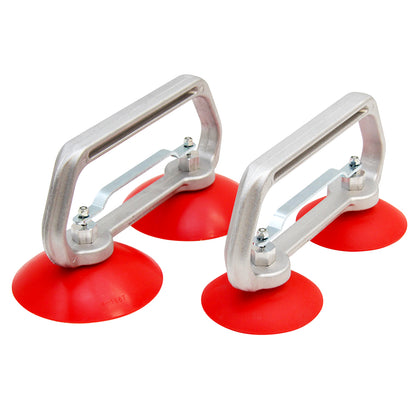 Suction Cup Lifter Red Silicone Double With Metal Handle