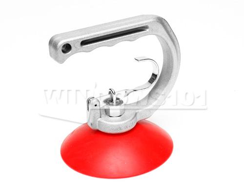 Suction Cup Single 5in/12cm With Metal Handle Red Silicone
